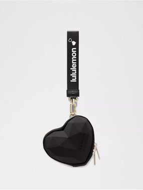 lululemon athletica Black Heart Wristlet with Strap and Gold Hardware